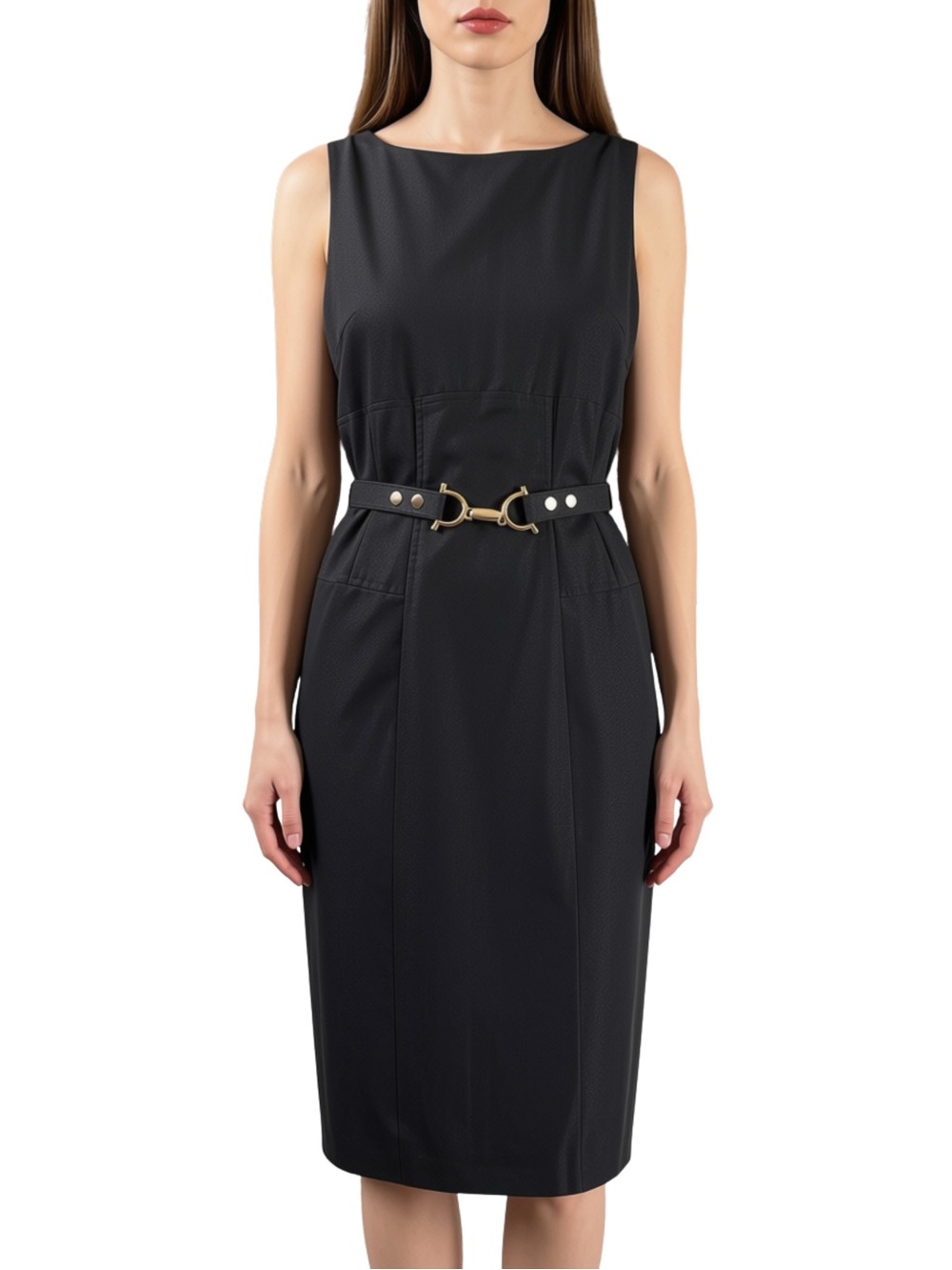 Vintage Cache Contour Collection  Black Sheath Dress with Belt 4